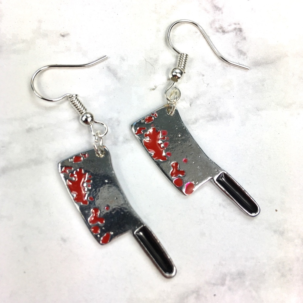 3 for $15 Bloody Cleaver Dangle Earrings - Picture 4 of 5